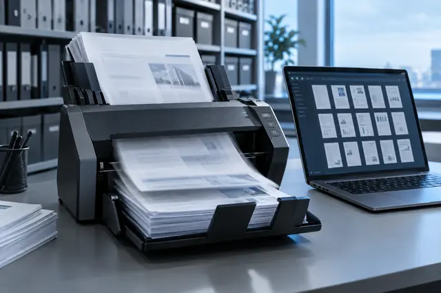 Scanner à chargeur traitant une pile de documents