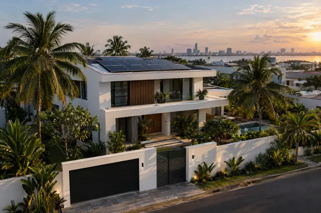 Maison équipée de panneaux solaires